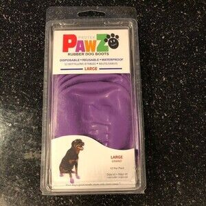 Protex Pawz Large Purple Rubber Dog Boot Boots Reusable Waterproof 12 Pack